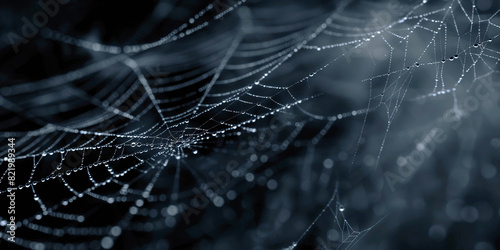 Spider web on a dark background, background photography, Halloween holiday concept