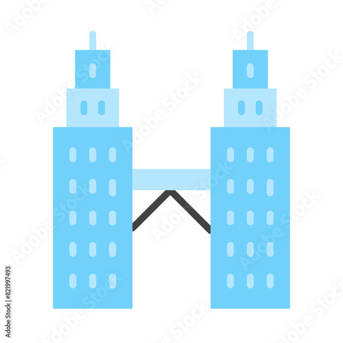 Petronas Twin Tower Vector Flat Icon