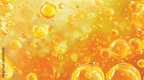 Yellow oil with air bubbles. Vector realistic underwa