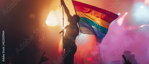 Rainbow Pride Flag in concerts by LGBT artists, pride month LGBTQIA theme