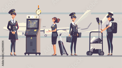 Airport staff pilot air traffic controller with light