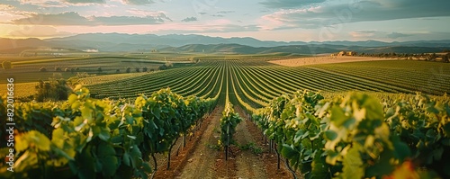 Landscape with vineyards in spring in the designation of origin area of Ribera del Duero wines in Spain