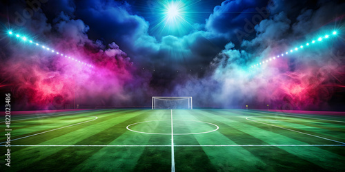 textured soccer field with neon fog