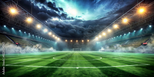 textured soccer field with neon fog