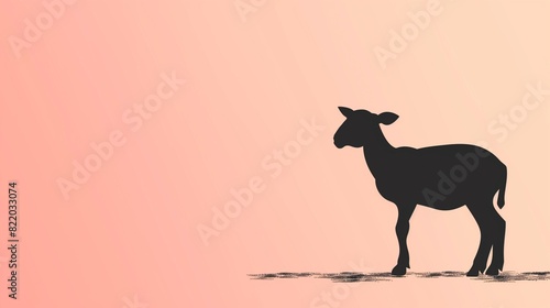 Minimalist Eid ul Adha Mubarak featuring lamb silhouette, clean design, pastel background, ample space for text