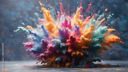 This is an image of a colorful powder explosion on a black background.