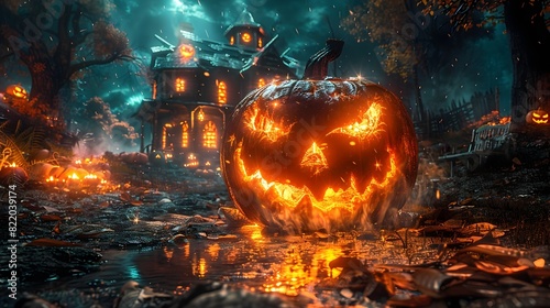 A Thrilling Halloween Night Hayride through a Darkened Forest