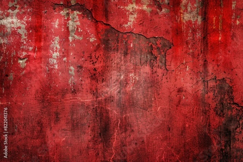 A weathered red wall with peeling paint. Suitable for backgrounds or textures