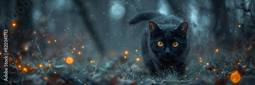 Feline Guardian of the Graveyard on All Hallows Eve
