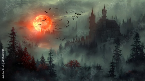 Halloween Takes Flight with Bats from a Gothic Castle