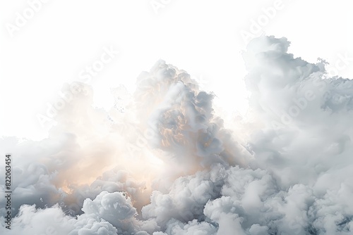 Realistic photograph of a complete Interstellar clouds,solid stark white background, focused lighting