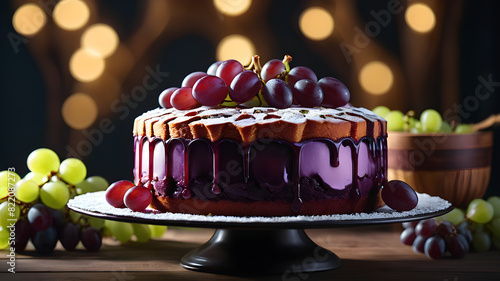 Relish a gourmet grape cake, its sweetness balanced with a hint of tartness—a baked delight that elevates the humble muffin to a gourmet treat.