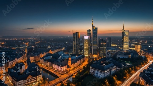 City skyline at sunset