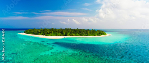 Maldives island under a blue sky