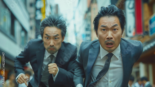 競争する2人の日本のビジネスマン