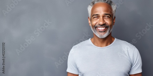 Silver Background Happy black american independant powerful Woman realistic person portrait of older mid aged person beautiful Smiling girl Isolated on Background ethnic diversity