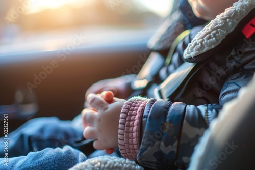 The safety and protection of a child sitting in a car seat are greatly enhanced when a close-up of the installation shows everything is secured correctly