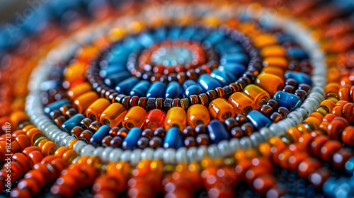traditional colourful bead work, native american Trible art, costume, international world indigenous people day concept