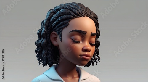 Sad upset disappointed depressed black woman cartoon character