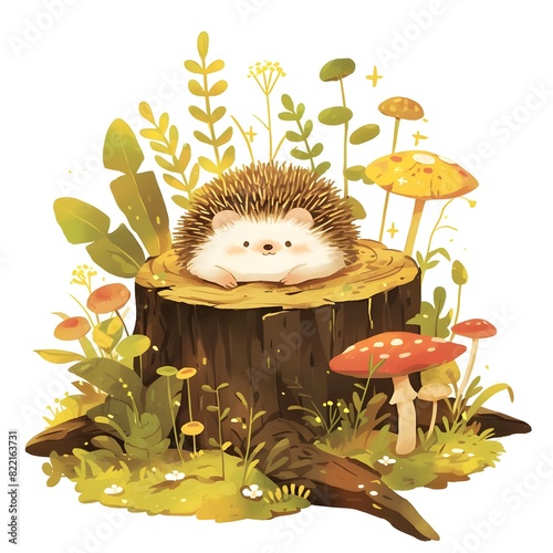 Hedgehog on a tree stump