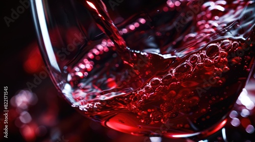 red wine is poured into a glass close-up. Selective focus