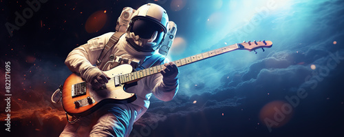 Man in Space Suit Playing Guitar