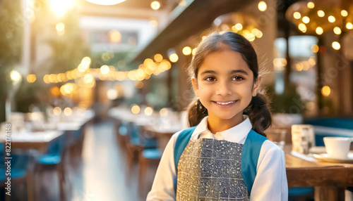 Kind als Kellnerin in Gastronomie 