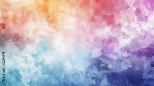 The background is an abstract colorful watercolor for graphic design use