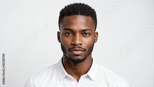 headshot of african handsome guy model on plain white background studio from Generative AI