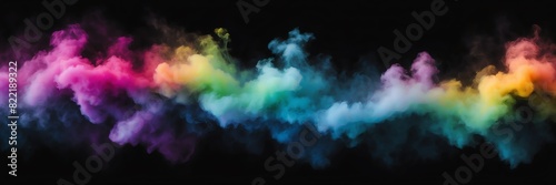 rainbow colored fog on plain black dark background from Generative AI