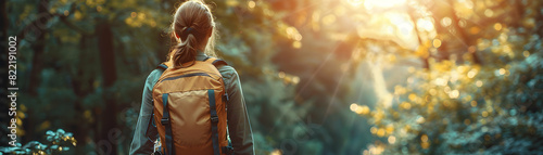 Exploring the Outdoors: A Woman s Hiking Adventure Through the Enchanting Forest A Photo Realistic Depiction of Adventure, Physical Challenge, and Nature Connection in Popular Ho