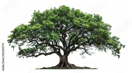 Tree isolated on white background with soft shadow and green gradation color on top. This image elements furnished by.
