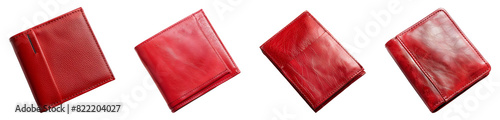 Red wallet, isolated, PNG set, collection