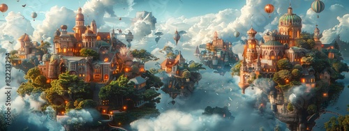 A surreal dreamscape with floating islands, impossible architecture, and fantastical creatures.