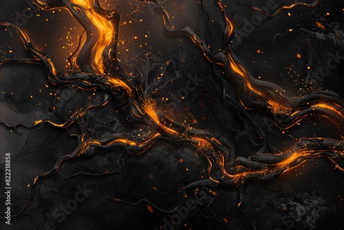 a black and orange lava flow