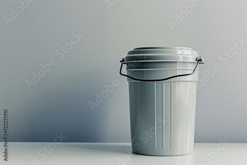 a white plastic bucket with a black handle
