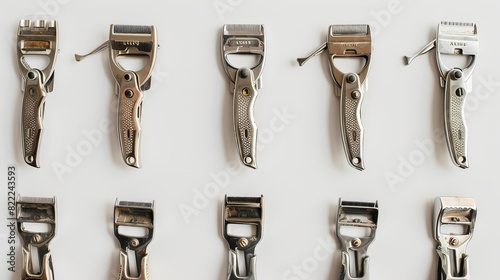 Clippers used in barbershops, isolated white background, studio lighting capturing their effectiveness for haircuts and beard trims, ideal for advertising purposes