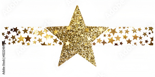  Golden christmas star decoration isolated on a transparent background