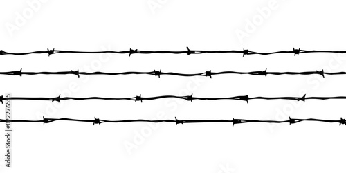 Realistic Barbed Wire on Transparent Background, barbed wire on a transparent background. 