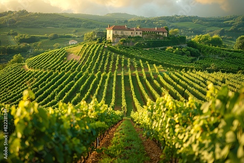 a vineyard during the golden hour