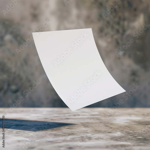 Single white paper flying mid-air indoors.