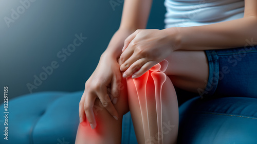 Woman holding her knee due to knee pain