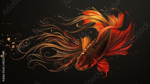 The Thai fighting fish sports a striking golden pattern adding a touch of elegance to its fierce nature, Generated by AI