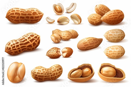 3D realistic modern object set of peanuts