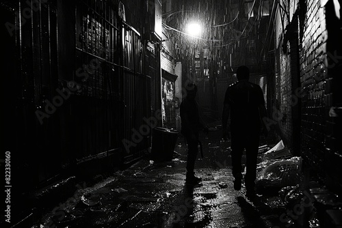 Alleyway Ambush: A shadowy alleyway, reeking of garbage and desperation. A young hustler backs into a dead end. A single streetlamp casts an unforgiving spotlight on him.