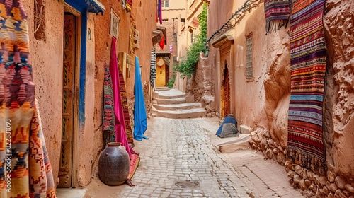 charming narrow alleyway in ancient moroccan village of ait ben haddou travel photography print
