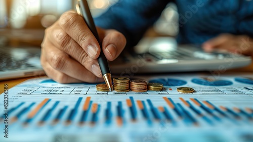 business analyst checking in financial statement for audit internal control system accounting and financial concept.stock photo