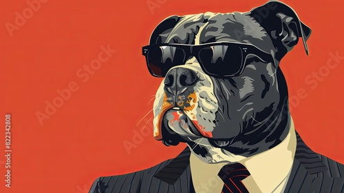 dapper cane corso in tailored suit and shades anthropomorphic canine fashion ai generated illustration