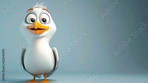 Cartoon of a cute seagull character made by generative AI.