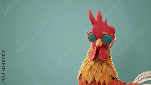 Sunglasses worn by a rooster that can be copied (Stock AI)